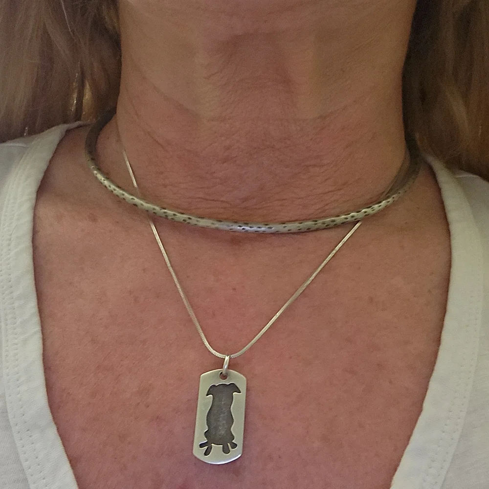925 Sterling Textured Torque/collar Necklace - Picture 3 of 3